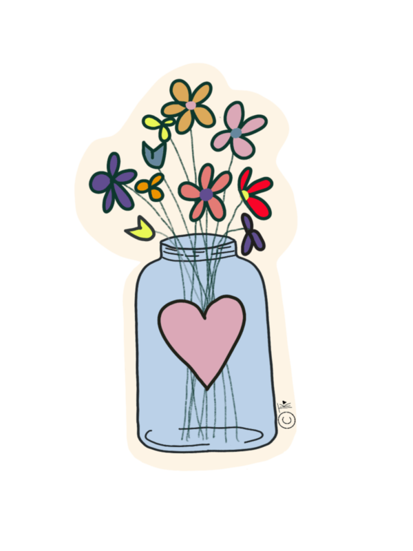 Bouquet of flowers in ball jar