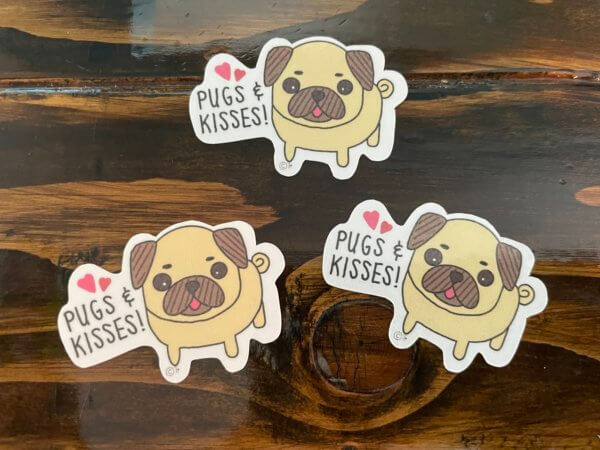 Pugs and Kisses Sticker