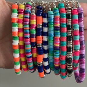 multicolor polymer clay bead bracelet