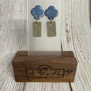 Gray and Blue Round and Rectangle Earrings