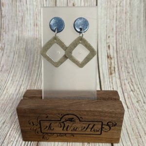 Gray and Blue Rectangle Earrings