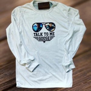 Talk to Me Goose-Maverick and Goose- Long Sleeve Shirt (White)