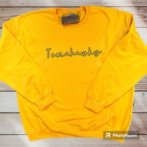 Tomahawks Cursive Crewneck Sweatshirt-Gold