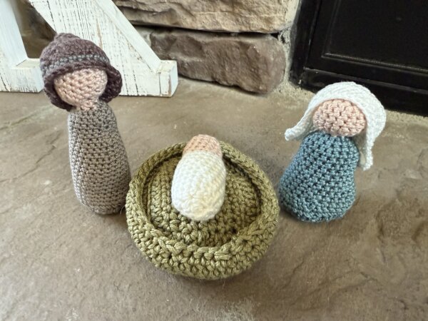 Crocheted Nativity Scene with Wisemen and Donkey - Image 2