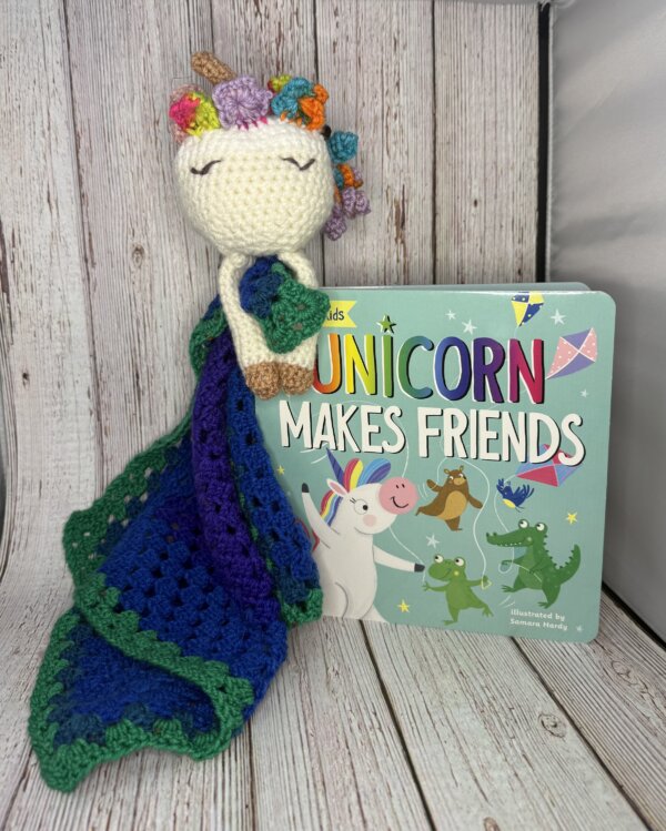 Unicorn Lovey Blanket & A Book